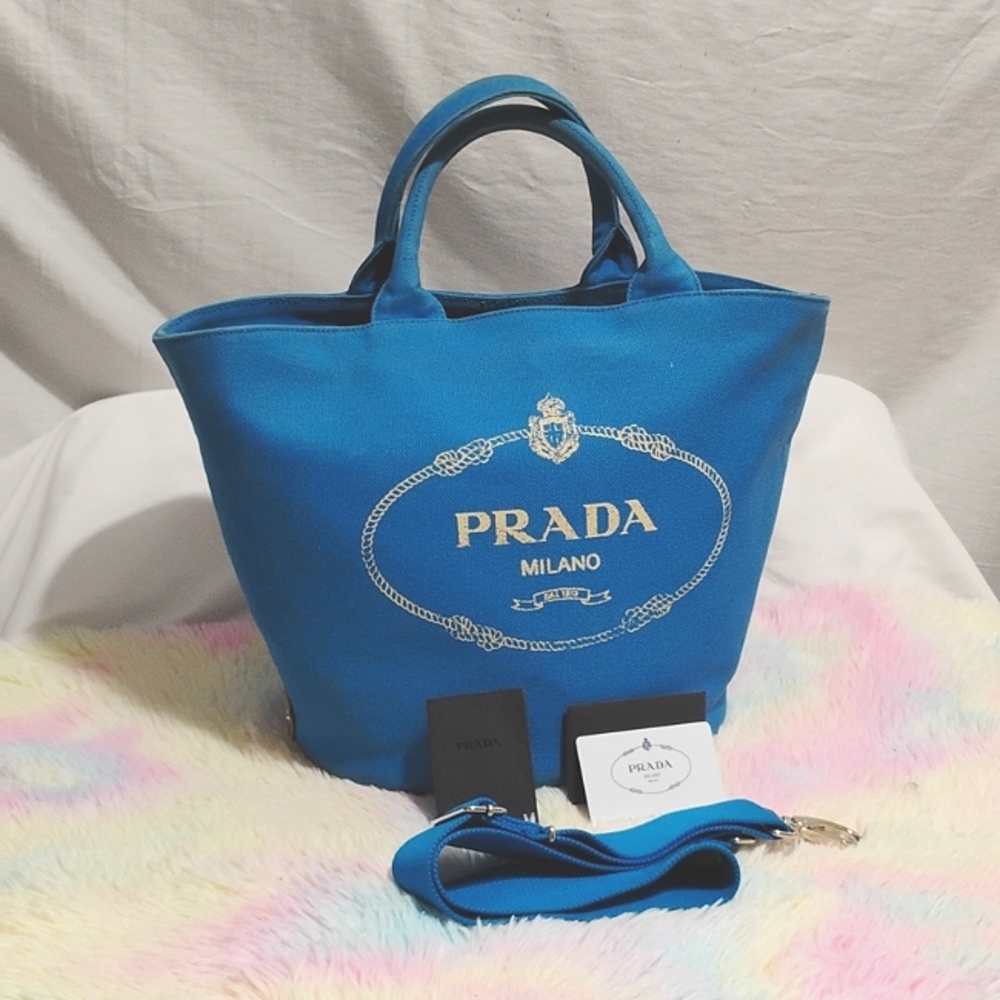 FLASH SALE! Authentic Prada Canapa Bucket Bag Has Strap & Auth Cards